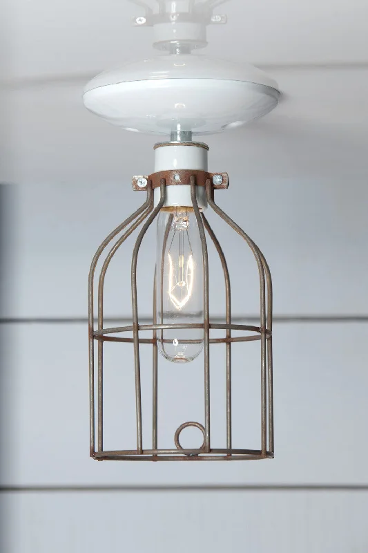 Industrial Lighting - Vintage Metal Cage Light - Ceiling Mount