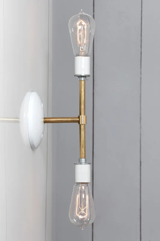 Brass Wall Light - Double Bare Bulb Lamp