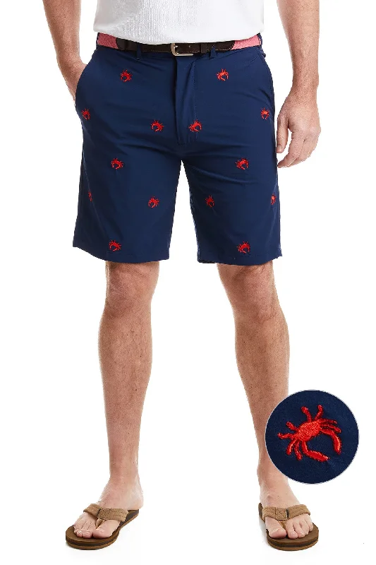 Men's pleated front twill shorts for a classic and sophisticated appearanceACKformance Short Nantucket Navy with Red Crab Men's pleated front twill shorts for a classic and sophisticated appearanceACKformance Short Nantucket Navy with Red Crab