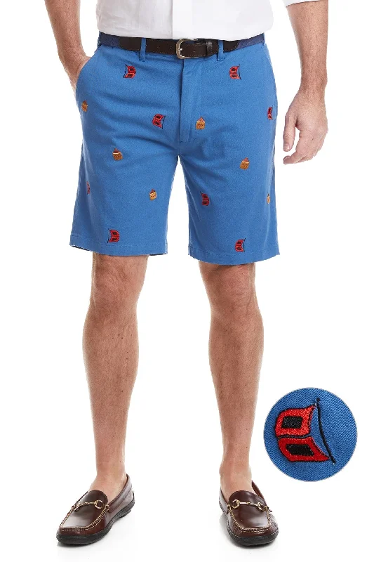Men's pleated front twill shorts for a classic and sophisticated appearanceCisco Short Stretch Twill Deep Ocean Blue with Dark N' Stormy
