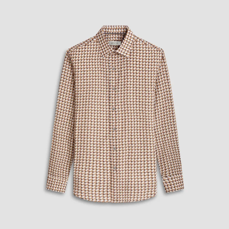 Men's Two - Tone Contrast Panel Casual Shirts in White and Navy for a Stylish and Eye - Catching DesignJulian Geometric Shirt