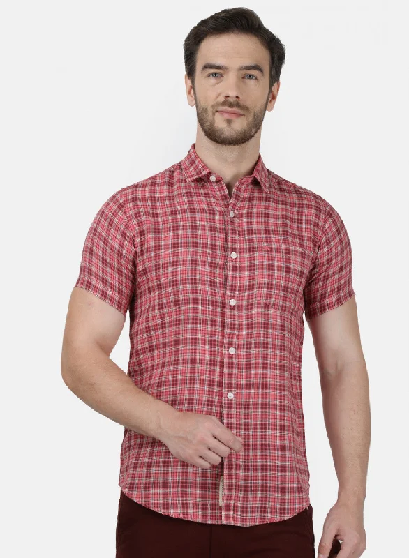 Men's Shearling - Lined Collar Casual Shirts in Brown for a Rustic and Warm AppealMens Orange Check Shirt