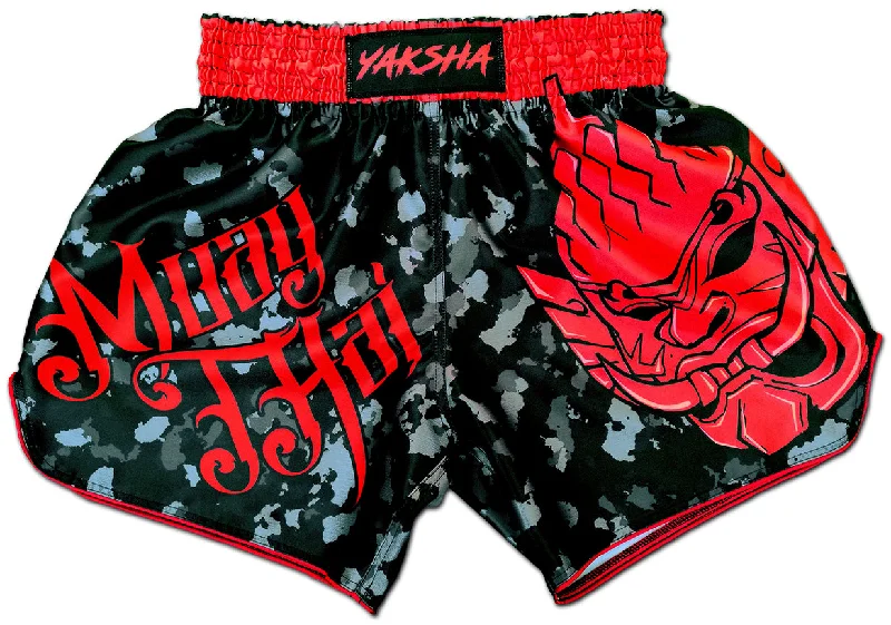 Men's plaid pattern wool blend shorts for a preppy fall styleMuay Thai Shorts ★ Black Camouflage by YAKSHA Men's plaid pattern wool blend shorts for a preppy fall styleMuay Thai Shorts ★ Black Camouflage by YAKSHA