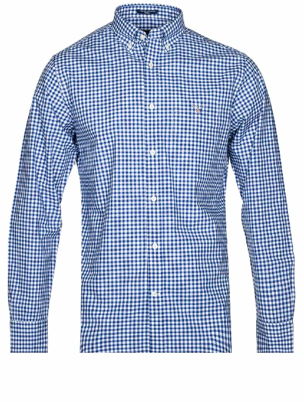 Men's Long - Line Oversized Casual Shirts in Dark Gray for a Relaxed and Modern LookRegular Fit Gingham Broadcloth Shirt College Blue