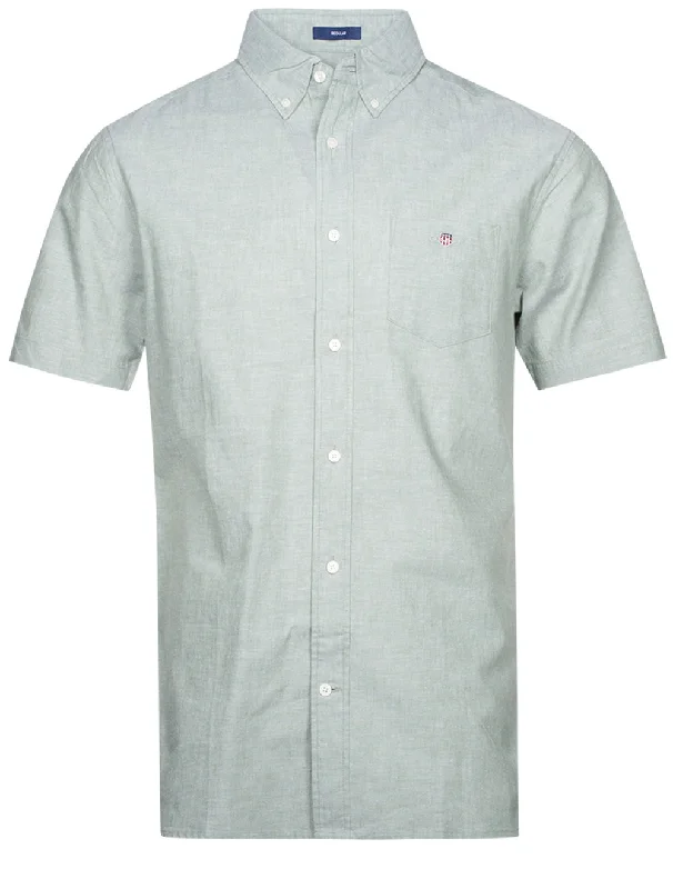 Men's Tailored Fit Checkered Casual Shirts in Multicolor for a Smart - Casual EnsembleRegular Cotton Linen Short Sleeve Shirt Kalamata Green