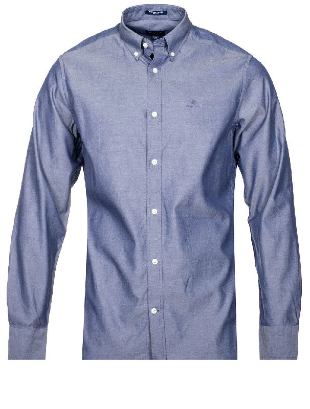 Men's Long - Line Oversized Casual Shirts in Dark Gray for a Relaxed and Modern LookRegular Fit Pinpoint Oxford Shirt Persian Blue