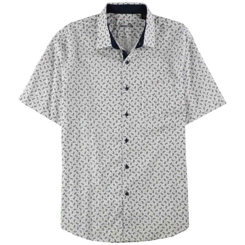 Men's Moisture - Wicking Performance Fabric Casual Shirts for Outdoor ActivitiesTasso Elba Mens Diamond Page Button Up Shirt, White, Small