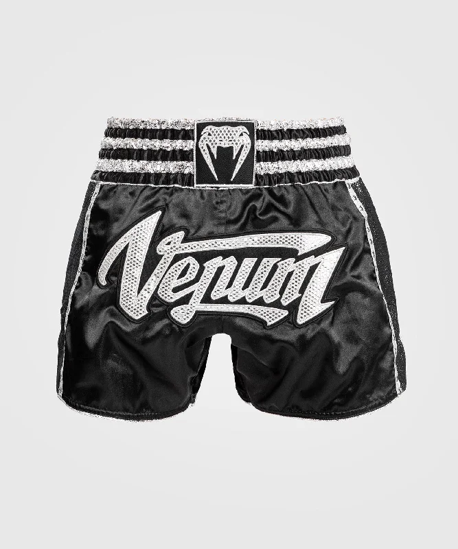 Men's breathable cotton athletic shorts for intense workoutsShort de Muay Thai Absolute 2.0 Venum - Noir/Argent Men's breathable cotton athletic shorts for intense workoutsShort de Muay Thai Absolute 2.0 Venum - Noir/Argent