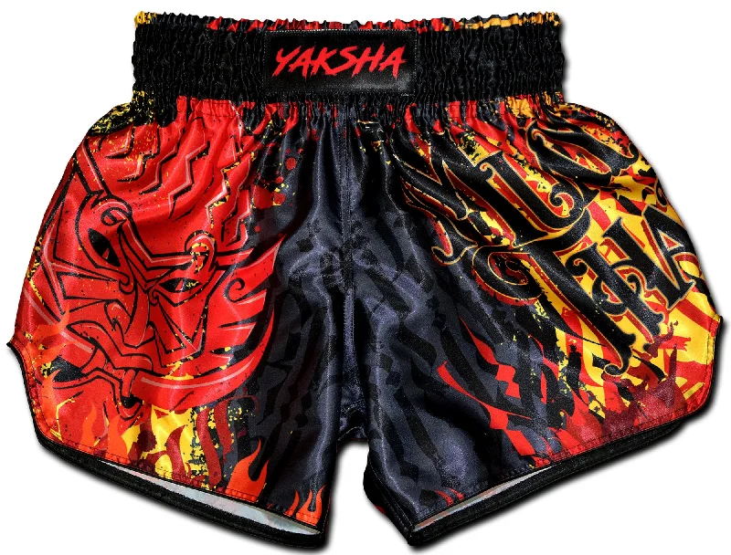 Men's breathable cotton athletic shorts for intense workoutsYAKSHA Muay Thai Shorts ? Firestarter Men's breathable cotton athletic shorts for intense workoutsYAKSHA Muay Thai Shorts ? Firestarter