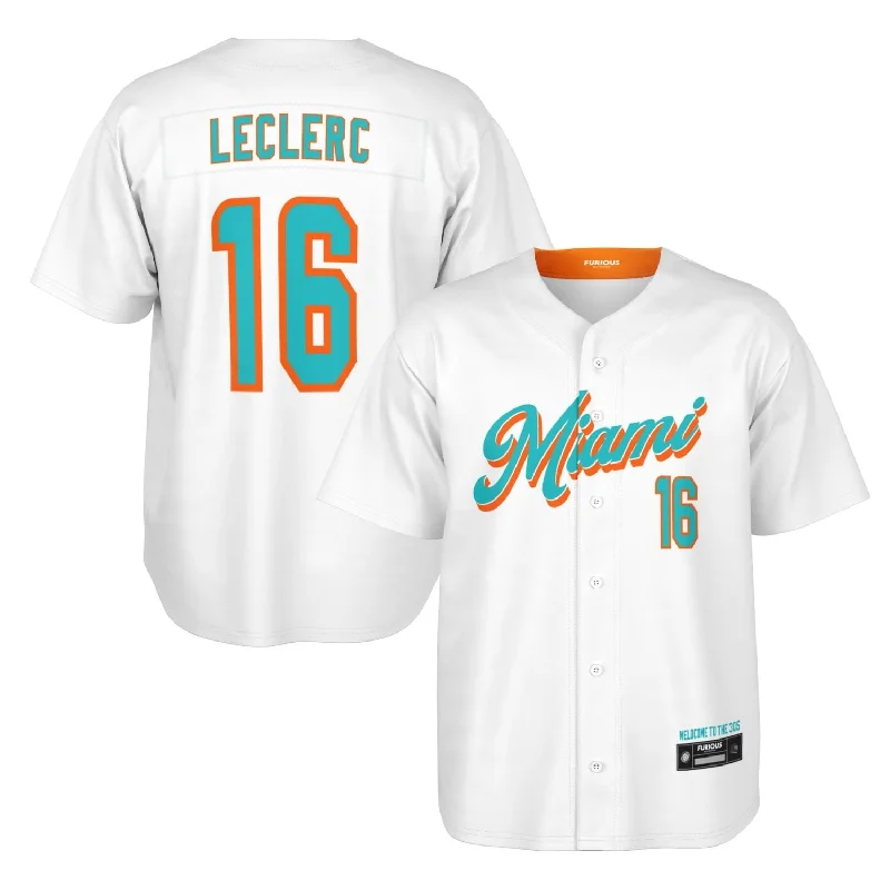 Men's Custom - Embroidered Volleyball Jerseys for Team Uniforms or Personalized GearLeclerc - Miami 305 Home Jersey