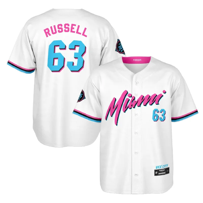 Men's Breathable Polyester Running Jerseys in Bright Neon Colors for High - Visibility WorkoutsRussell - Miami Vice Home Jersey
