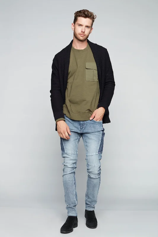 Men's Jeans with a Zip - Off Lower Leg for Convertible Style5 Pocket Slim Fit Jeans - Snow Wash