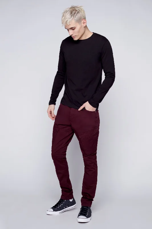 Men's High - Waisted Jeans in a Medium Wash for a Vintage - Style RevivalDeluxe 5 Pocket Slim Fit Pants - WINE