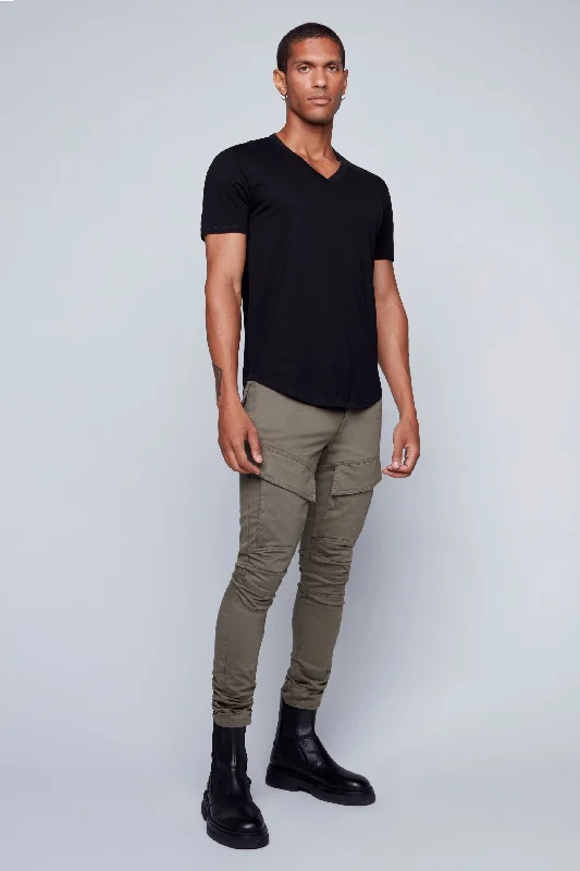 Men's Jeans with a Cargo - Inspired Knee Pocket for Extra StorageDELUXE Straight Fit Cargo Jeans - OLIVE
