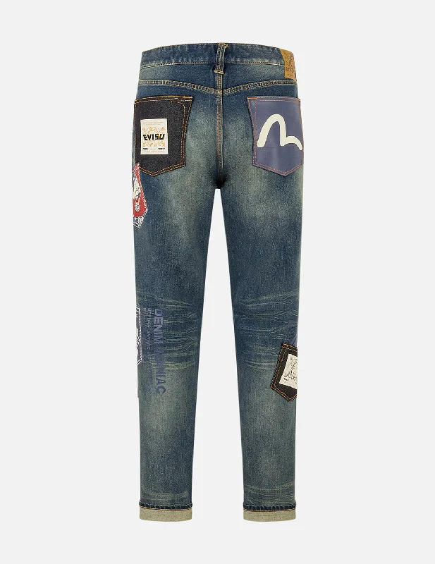 Men's Jeans with a Button - Fly for a Traditional and Classic AestheticEbisu Print and Multi-Pocket Carrot Fit Jeans #2017