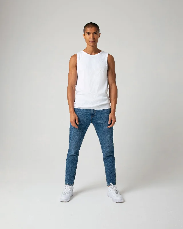 Men's Jeans with a Cargo - Inspired Knee Pocket for Extra StorageHarrisson Relaxed Taper Washed Blue