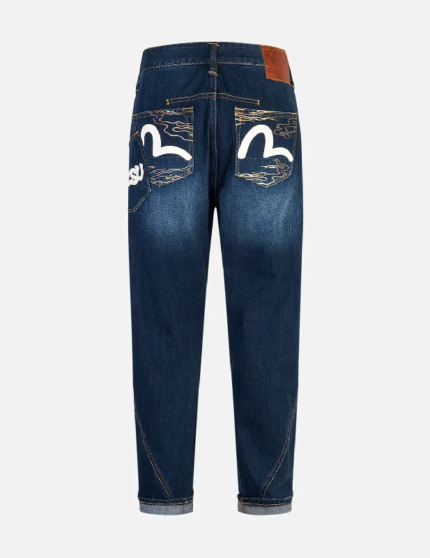 Men's Low - Rise Jeans in a Light Wash for a Casual and Youthful LookSeagull and Logo Print 3D Fit Jeans