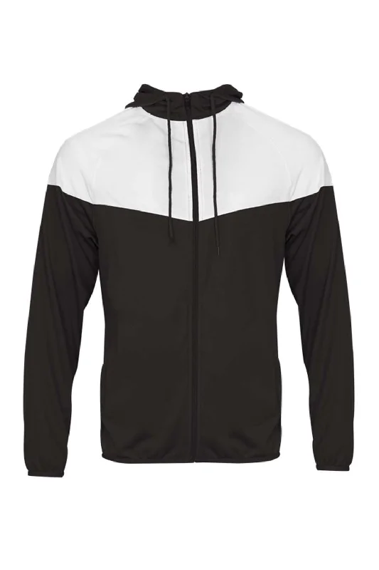 Tailored men jackets to pair with formal trousers for business meetingsBadger Mens Spirit Full Zip Hooded Jacket - Black/White