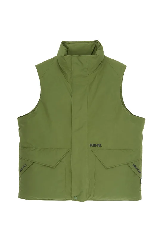 Hooded men jackets with a detachable faux - fur trim for added warmthMarmot Better Mammoth GORE-TEX Vest - Better Khaki