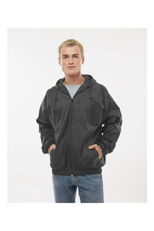 Corduroy men jackets in earthy tones for a rustic charmBurnside Mens Mentor Wind & Water Resistant Full Zip Hooded Coaches Jacket - Steel Grey