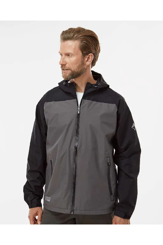 Plus - size men jackets with adjustable drawstrings for a comfortable fitDri Duck Mens Torrent Wind & Waterproof Full Zip Hooded Jacket - Charcoal Grey/Black