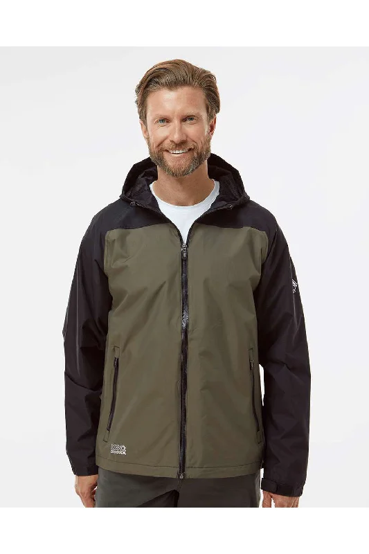 Windbreaker men jackets with UV protection for outdoor activitiesDri Duck Mens Torrent Wind & Waterproof Full Zip Hooded Jacket - Olive Green/Black