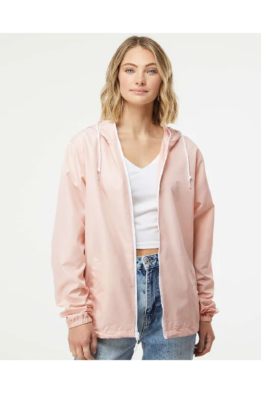 Tailored men jackets to pair with formal trousers for business meetingsIndependent Trading Co. Mens Water Resistant Full Zip Windbreaker Hooded Jacket - Blush Pink