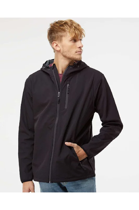 Denim men jackets with embroidered patches for a personalized touchIndependent Trading Co. Mens Poly Tech Full Zip Waterproof Soft Shell Hooded Jacket - Black
