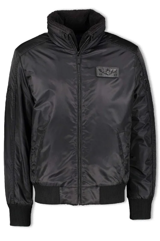 Plus - size men jackets with adjustable drawstrings for a comfortable fitPILOT BLACK