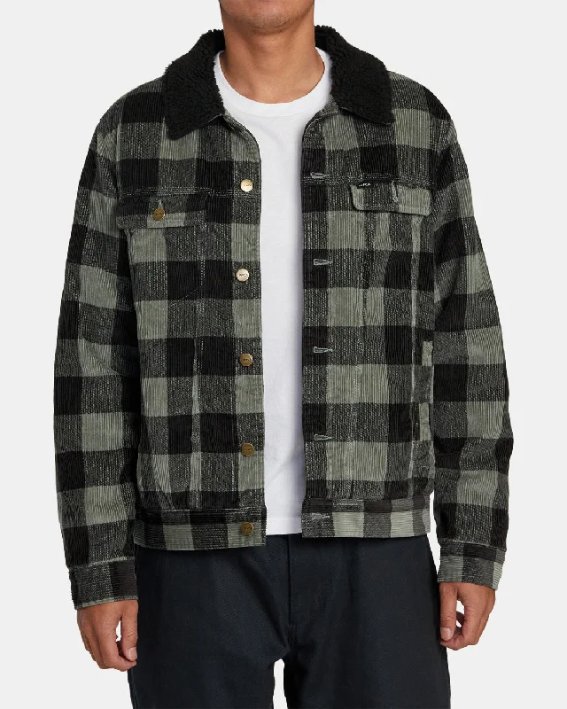 Men jackets with a built - in hood that can be stowed away when not in useWaylon Corduroy Trucker Jacket - Aloe