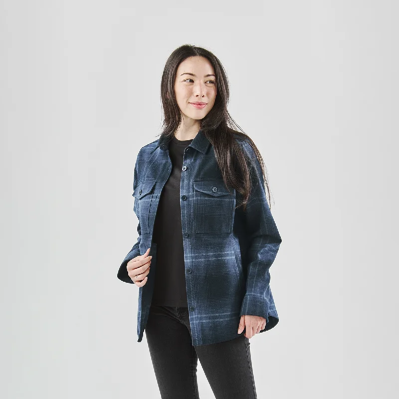 Stretch - fabric men jackets for unrestricted movement during workoutsWomen's Highland Plaid Shacket - CSH-1W