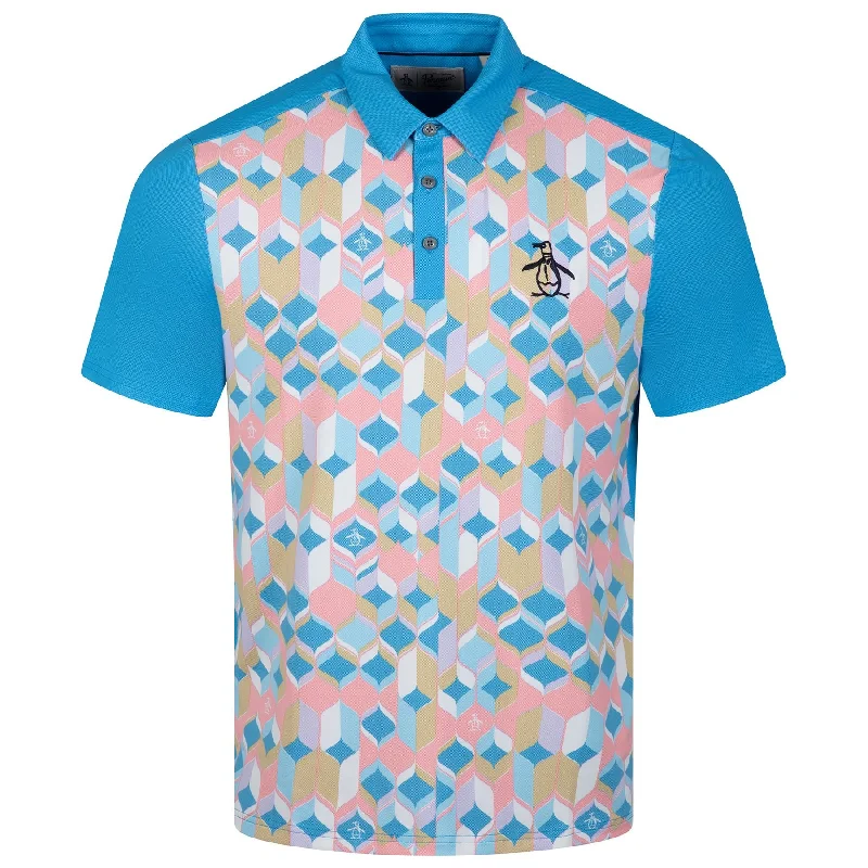 Men's budget - friendly basic polo shirts in multiple colors70's Oxford Block Golf Polo Mediterranian - AW23