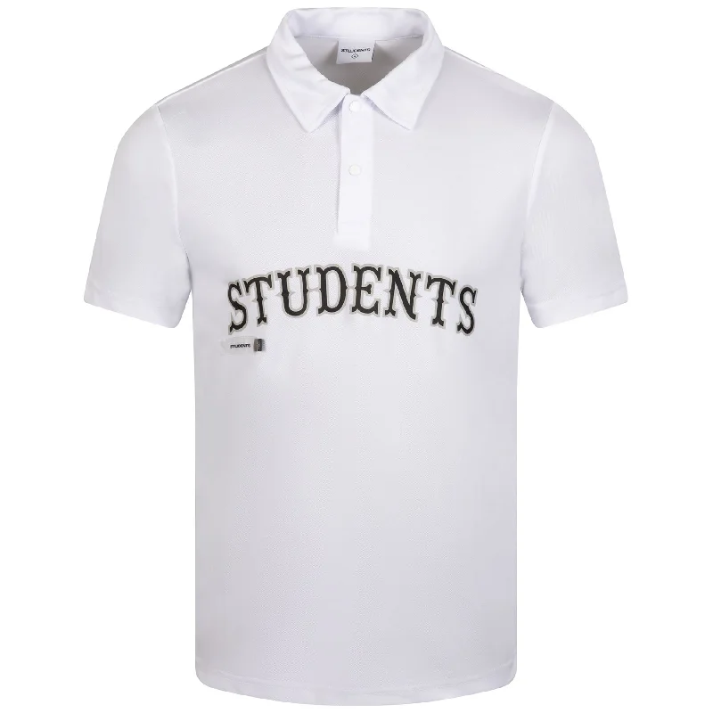Men's ribbed cuffs and hem polo shirts for a textured lookArmstrong Poly Polo Shirt White - SS24