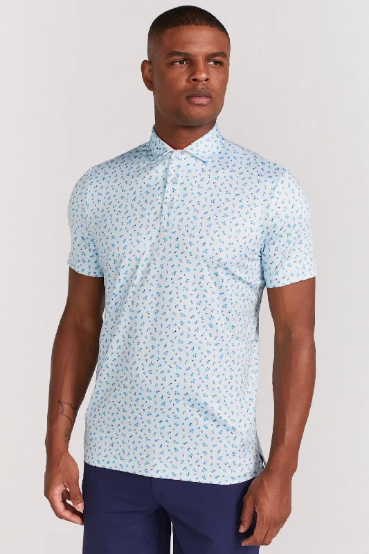 Men's slim fit short sleeve polo shirts with contrast collarsAshby Polo in Breeze