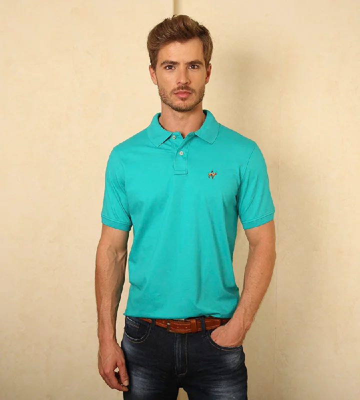 Men's formal - style silk blend polo shirts for special occasionsPolo Fondo Entero Aguamarina Ref. 101051024