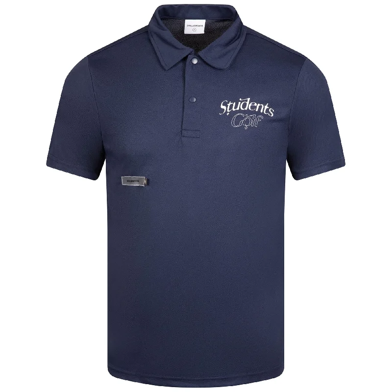 Men's two - tone stripe polo shirts with a preppy styleChapman Poly Polo Shirt Navy - SS24