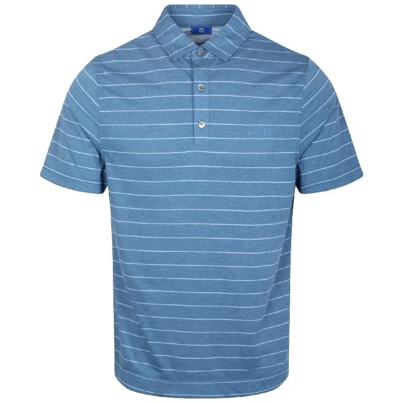 Men's stretchable athletic polo shirts for fitness workoutsDriRelease Athletic Fit Open Stripe Polo Heather Storm/River Rock - AW24