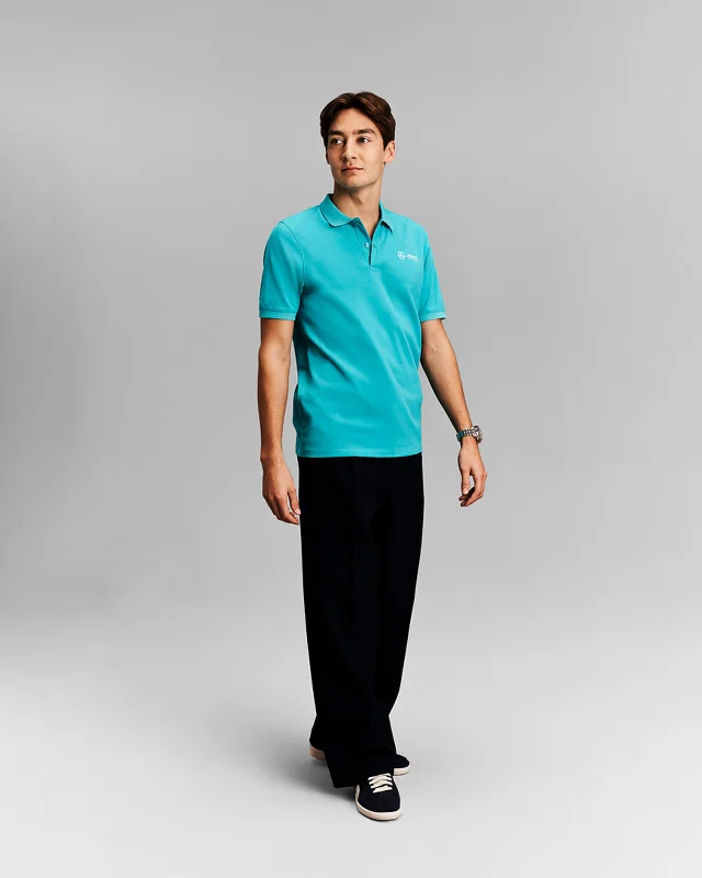 Men's two - tone stripe polo shirts with a preppy styleMens Polo Real Teal