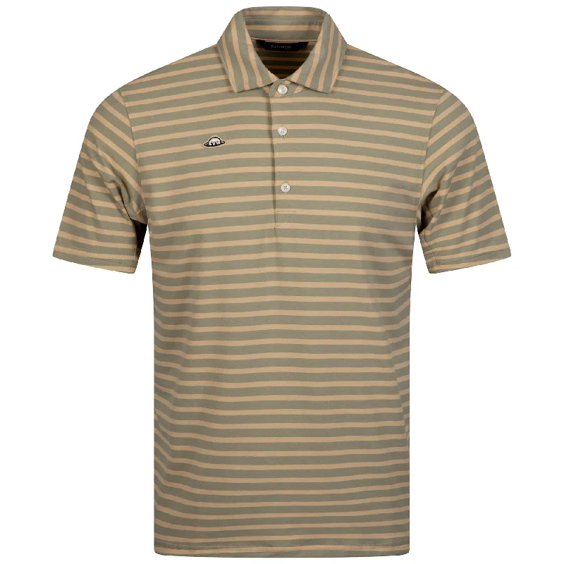 Men's lightweight performance polo shirts for tennis matchesHudson Recycled Vintage Stripe Caper/Wheat - 2024