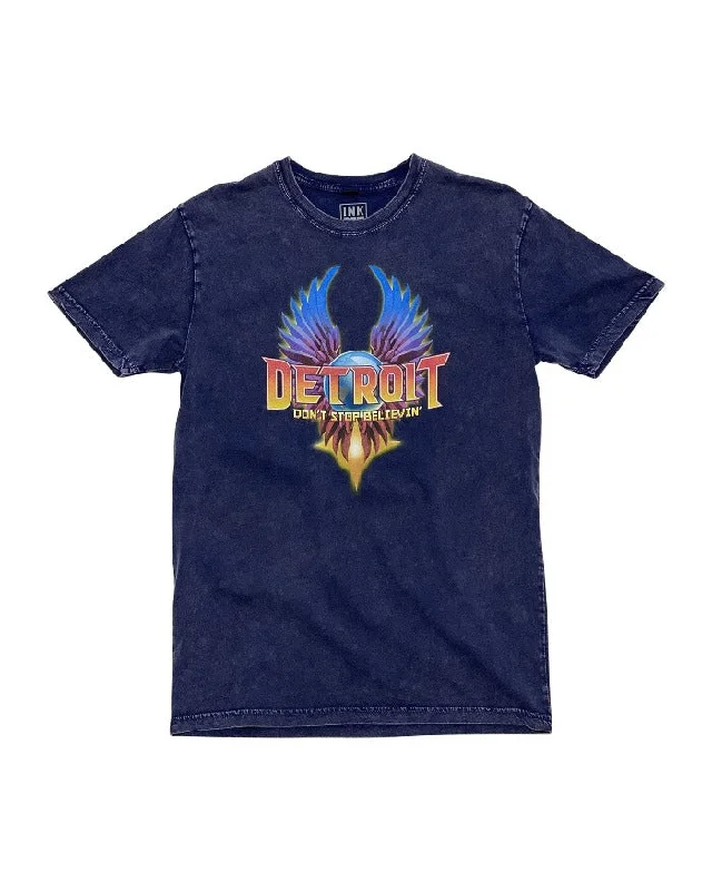 Men's thermal t - shirts with a high - neck design for cold weatherMen's thermal t - shirts with a high - neck design for cold weatherInk Detroit Journey Mineral Wash T-Shirt - Blue Stone