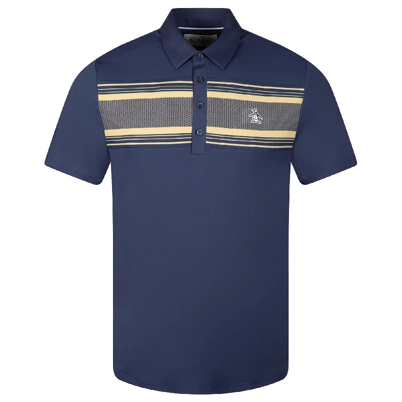 Men's plus size golf polo shirts in moisture wicking fabricJack's Heritage Stripe Golf Polo Black Iris - AW23