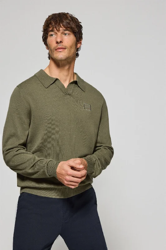 Men's quick - dry polo shirts for water sports activitiesJersey verde militar Martin de cuello polo y pico con detalle Polo Club