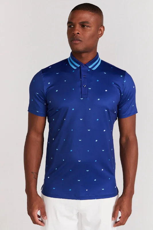 Men's two - tone stripe polo shirts with a preppy styleLangham Polo in Mazarine Blue