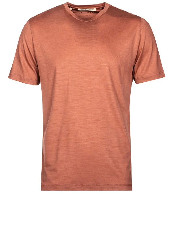Men's mock - neck t - shirts with a modern and sleek styleMen's mock - neck t - shirts with a modern and sleek styleShort Sleeve Wool T-shirt Peach