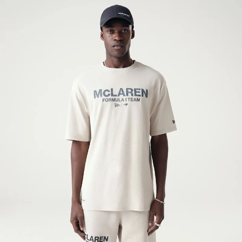 Men's long - sleeve henley t - shirts with button - down placketsMen's long - sleeve henley t - shirts with button - down placketsMcLaren Racing Washed Pack Cream Oversized T-Shirt