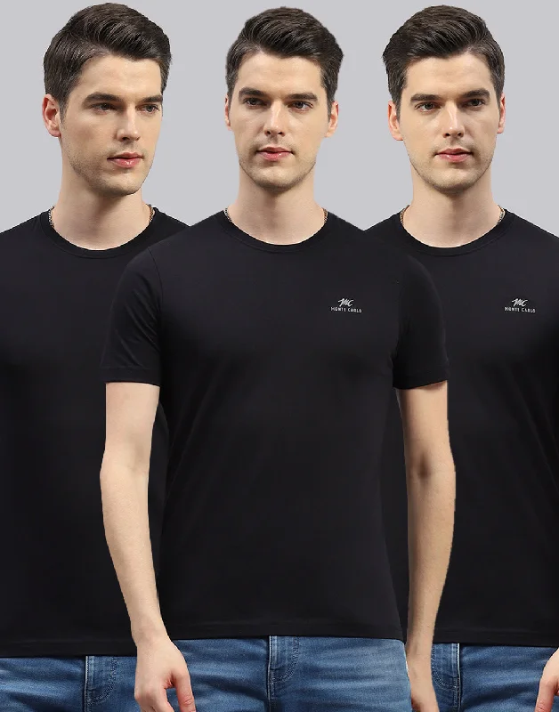 Men's UV - protection t - shirts for outdoor activities in the sunMen's UV - protection t - shirts for outdoor activities in the sunMen Black Solid Round Neck Half Sleeve T-Shirt (Pack of 3)