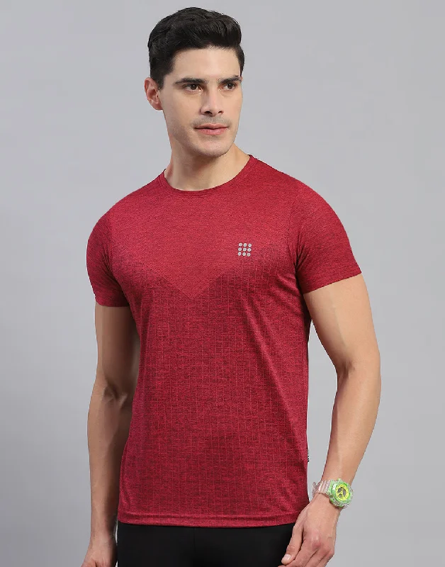 Men's antimicrobial t - shirts for odor - free freshness during travelMen's antimicrobial t - shirts for odor - free freshness during travelMen Maroon Self Design Round Neck Half Sleeve T-Shirt