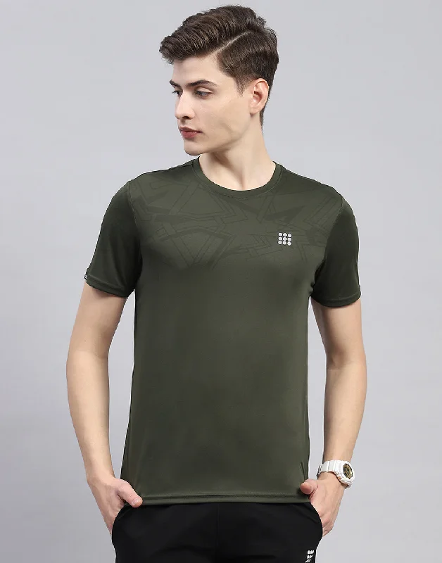 Men's eco - friendly recycled t - shirts for sustainable fashion choicesMen's eco - friendly recycled t - shirts for sustainable fashion choicesMen Olive Solid Round Neck Half Sleeve T-Shirt