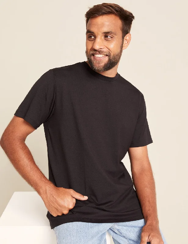 Men's short - sleeve linen t - shirts for summer beach outingsMen's short - sleeve linen t - shirts for summer beach outingsMen's Classic Crew Neck T-Shirt - Black