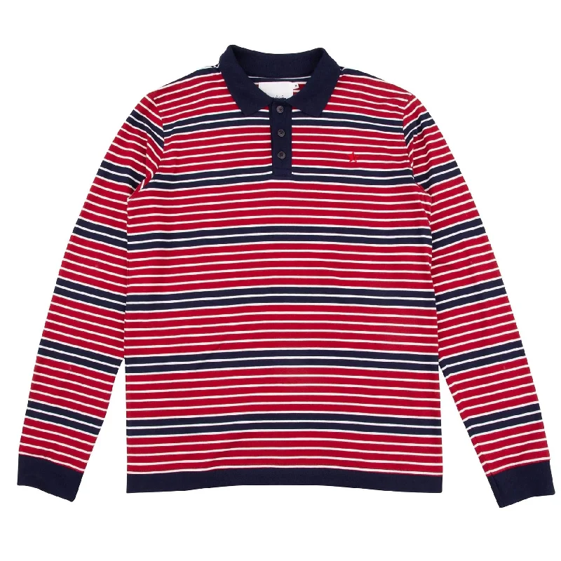 Men's antimicrobial polo shirts for odor - free daily wearMonterey LS Polo Deep Red/Deep Navy - 2024